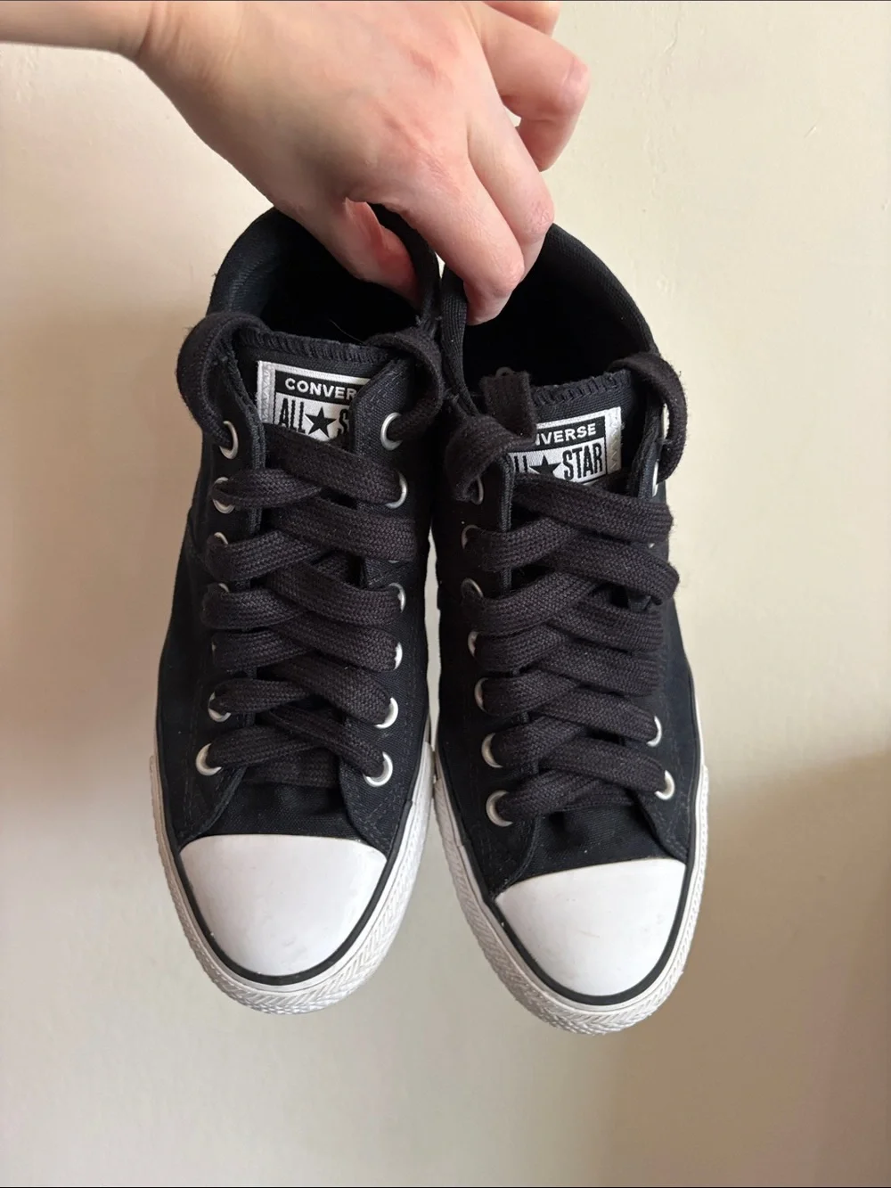 Converse All Star Black Mid-Rise Sneakers with White Soles - Picture 2 of 7